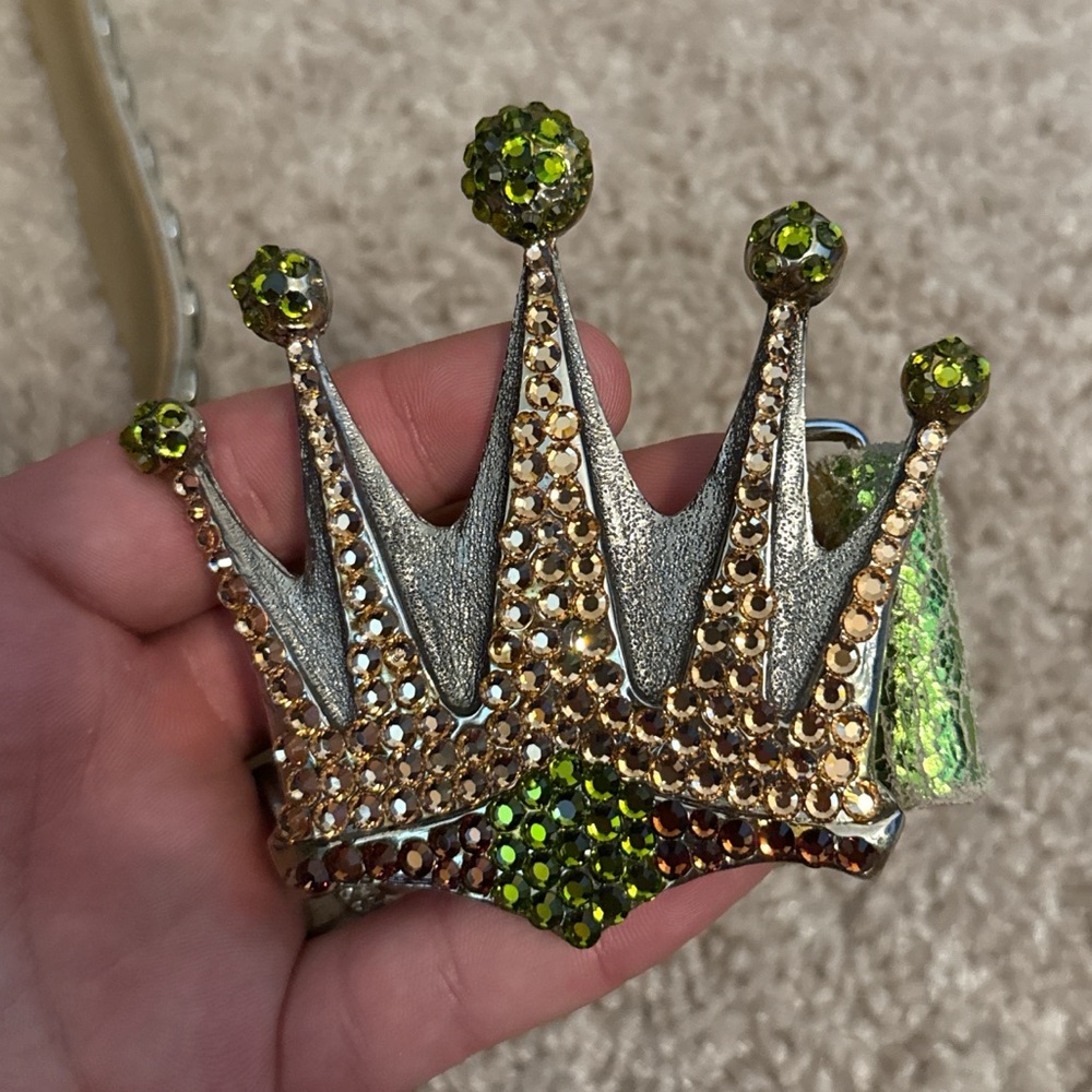 Bridget Mcbling Green Studded Belt with Crown Buckle - Picture 5 of 5